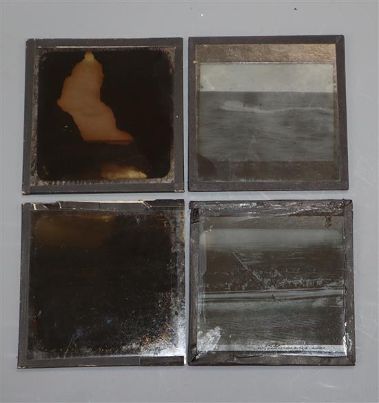 A quantity of magic lantern slides including naval, military, architecture and landscapes